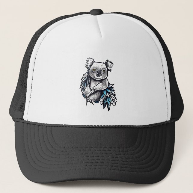 Koala Bear Wild Animal Nature Illustration Art Tat Trucker Hat (Front)