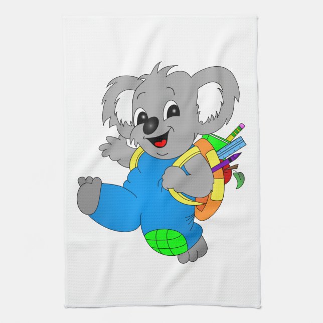 Koala Bear with backpack Tea Towel (Vertical)