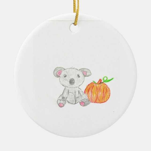 Koala Bear with Pumpkin  Ceramic Ornament (Front)