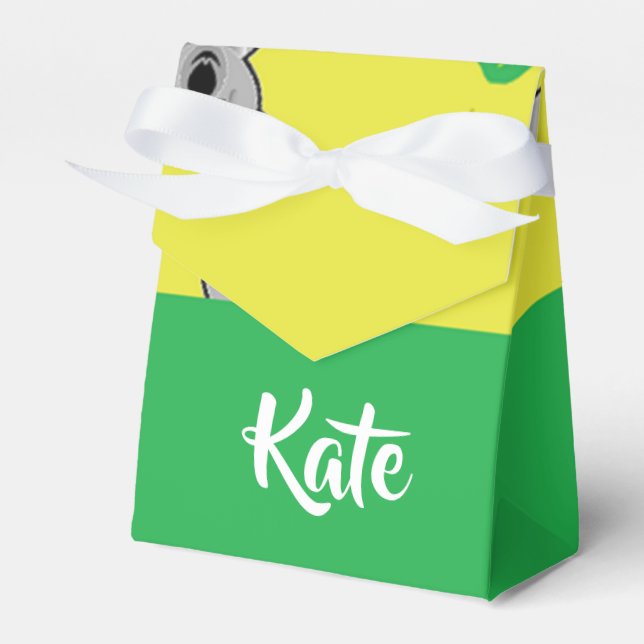 Koala bear yellow pattern favour box (Front Side)