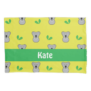 Koala bear yellow pattern pillowcase
