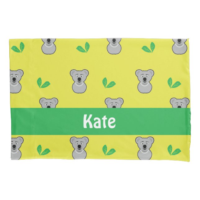 Koala bear yellow pattern pillowcase (Front)