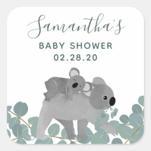 Koala Bears Baby Shower Square Sticker