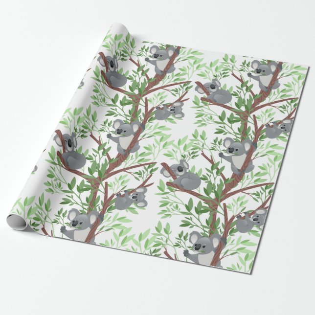 Koala Bears In A Tree Wrapping Paper (Unrolled)