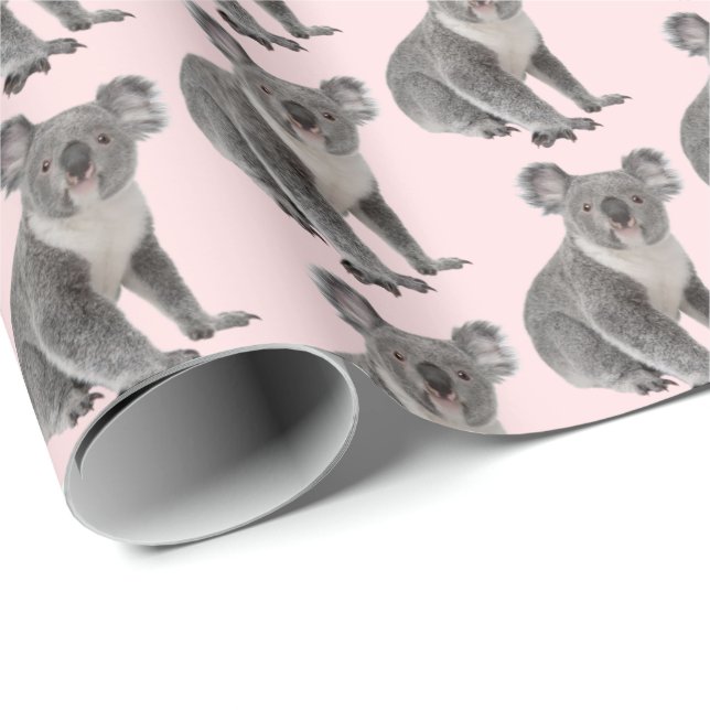 Koala Bears on Pink Blush Wrapping Paper (Roll Corner)