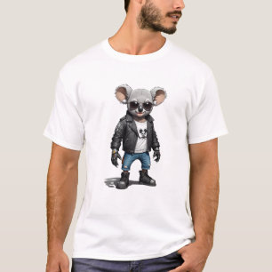 Koala Biker Rebel Leather Jacket Cool Style Urban T-Shirt