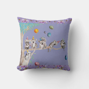 Koala Birthday Cute Koalas Childs Purple Cushion