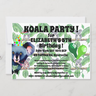 KOALA birthday party  Invitation