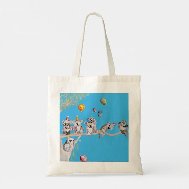 Koala Birthday Party Koalas cute Painting Design Tote Bag (Back)