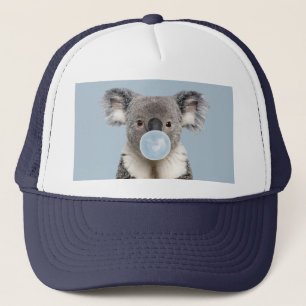 Koala Blowing a Blue Bubble gum Trucker Hat