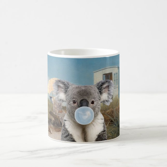 Koala Blowing Gum at the Beach Coffee Mug (Center)