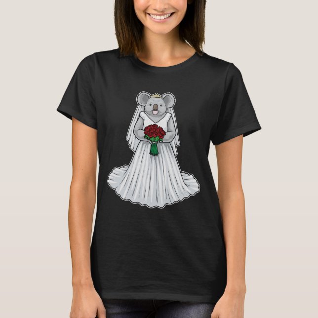 Koala Bride Rose Wedding T-Shirt (Front)