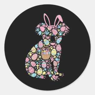 Koala Bunny Easter Egg Easter Day Womens Mens Kids Classic Round Sticker