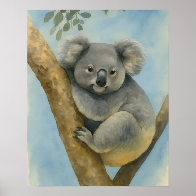 Koala Calm – Watercolor Wildlife Poster (Front)