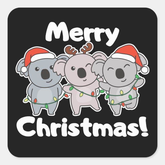 Koala Christmas Animals Koalas Merry Christmas Squ Square Sticker (Front)
