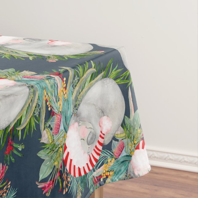 Koala Christmas Blue Tablecloth (In Situ)