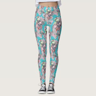 Koala Christmas Botanical Vintage Blue Leggings