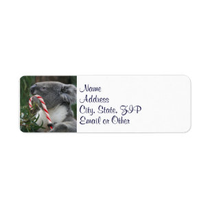 Koala Christmas Candy Cane Return Address Label