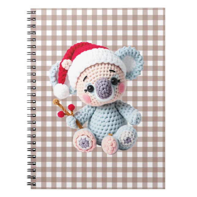 Koala Christmas clip art, faux yarn koala,  Notebook (Front)