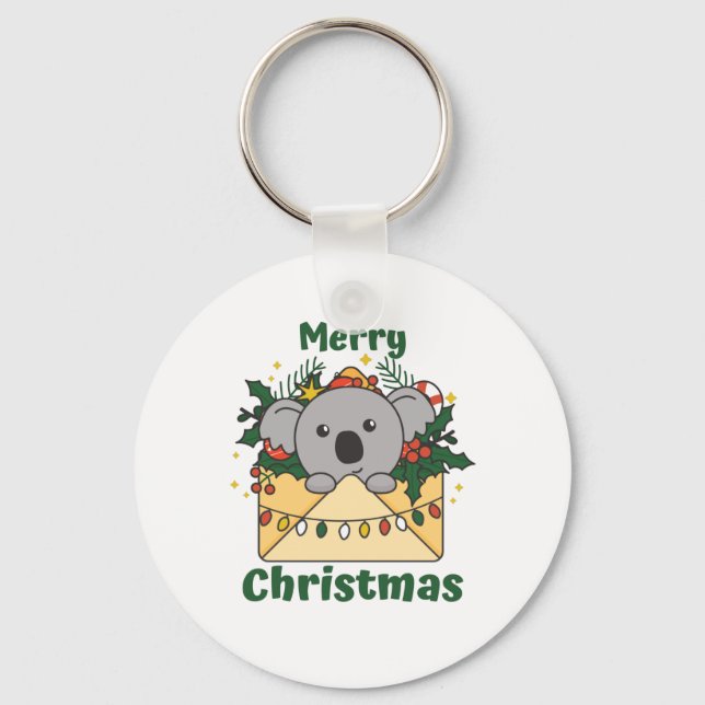 Koala Christmas Letter Winter Animals Koalas Key Ring (Front)