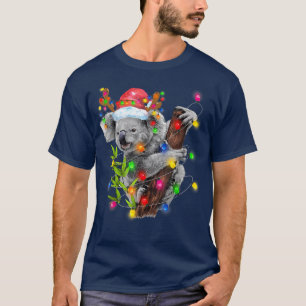 Koala Christmas Lights Funny Santa Hat Merry Chris T-Shirt