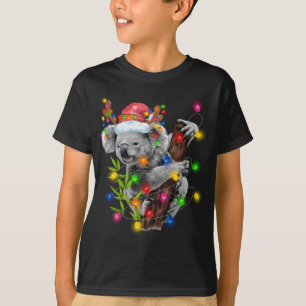 Koala Christmas Lights Funny Santa Hat Merry Chris T-Shirt