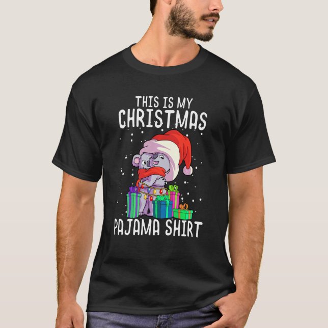 Koala Christmas Pajama  Koala Lover  Santa Hat Swe T-Shirt (Front)