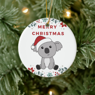 Koala Christmas Snow Winter Animals Koalas Ceramic Ceramic Ornament
