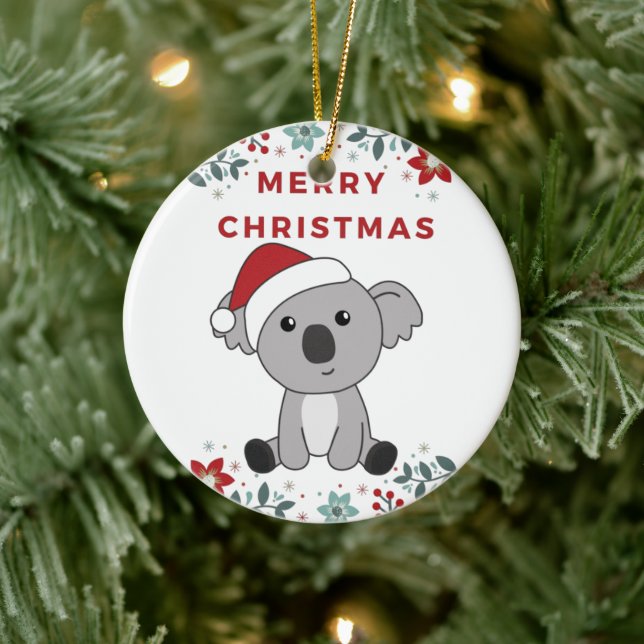 Koala Christmas Snow Winter Animals Koalas Ceramic Ceramic Ornament (Tree)