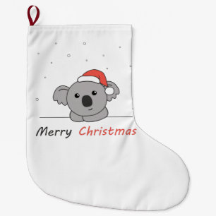 Koala Christmas Snow Winter Animals Koalas Coffee  Large Christmas Stocking