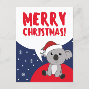 Koala Christmas Snow Winter Animals Koalas Holiday Postcard