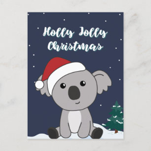 Koala Christmas Snow Winter Animals Koalas Holiday Postcard