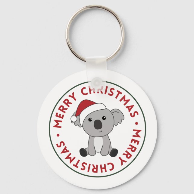 Koala Christmas Snow Winter Animals Koalas Keychai Key Ring (Front)