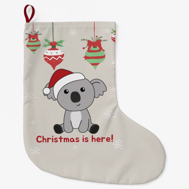 Koala Christmas Snow Winter Animals Koalas Large C Stocking (Front)
