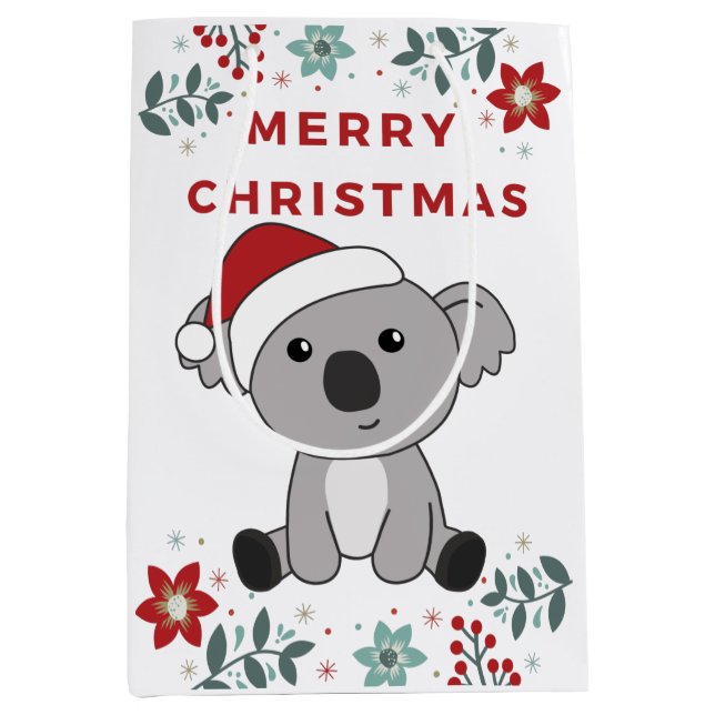 Koala Christmas Snow Winter Animals Koalas Medium  Gift Bag (Front)