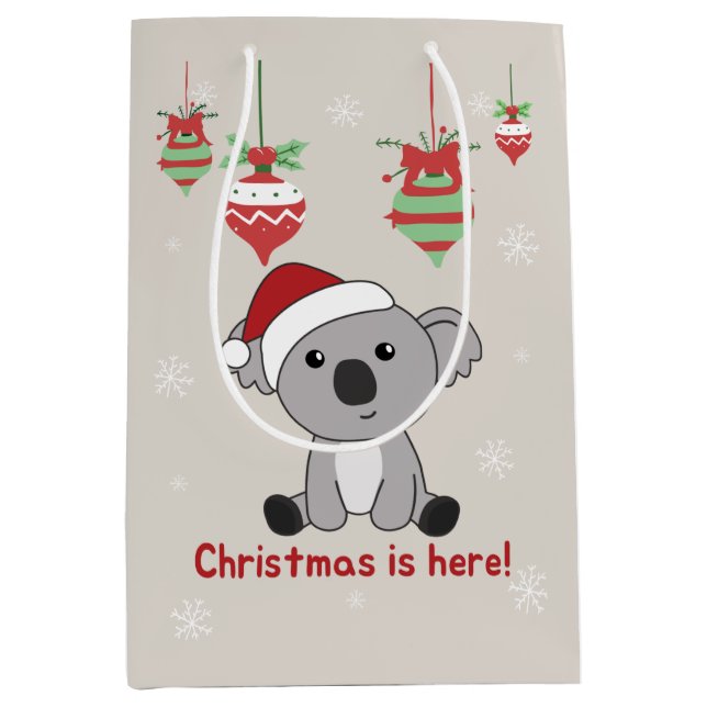 Koala Christmas Snow Winter Animals Koalas Medium  Medium Gift Bag (Front)