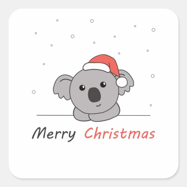 Koala Christmas Snow Winter Animals Koalas Square Sticker (Front)