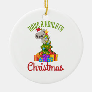 Koala Christmas Tree Cute Holiday Pun Ceramic Ornament