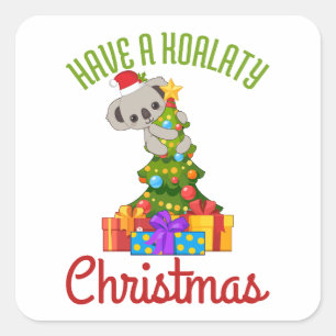 Koala Christmas Tree Cute Holiday Pun  Square Sticker