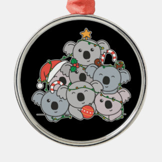 Koala Christmas Tree Funny Animal Christmas Cerami Metal Ornament