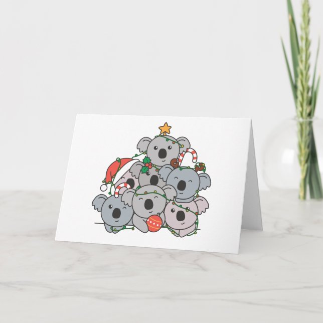 Koala Christmas Tree Funny Animal Christmas Holida Holiday Card (Front)