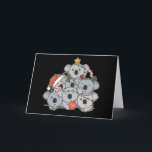 Koala Christmas Tree Funny Animal Christmas Holida Holiday Card<br><div class="desc">The koalas look like a Christmas tree. With fairy lights and Santa's hats they are perfect for Christmas. Every koala lover is happy about cute animals for the winter holidays.</div>