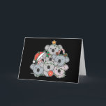 Koala Christmas Tree Funny Animal Christmas Holida Holiday Card<br><div class="desc">The koalas look like a Christmas tree. With fairy lights and Santa's hats they are perfect for Christmas. Every koala lover is happy about cute animals for the winter holidays.</div>