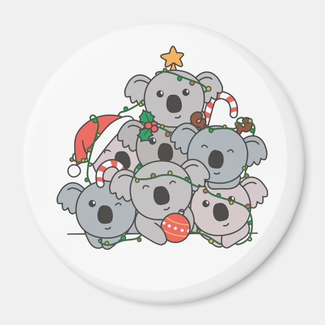 Koala Christmas Tree Funny Animal Christmas Magnet (Front)