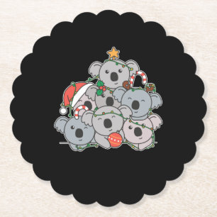Koala Christmas Tree Funny Animal Christmas Paper Coaster