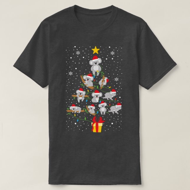 Koala Christmas Tree Lights Funny Xmas Mens Womens T-Shirt (Design Front)