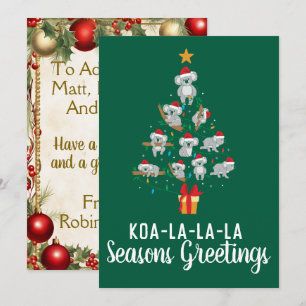 Koala Christmas Tree Seasons Greetings Holiday Card
