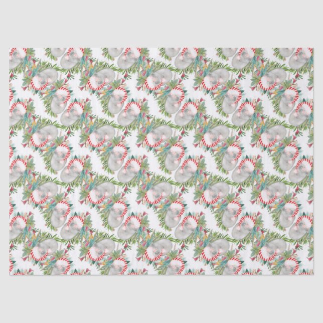Koala Christmas White Wrapping Paper (Front)