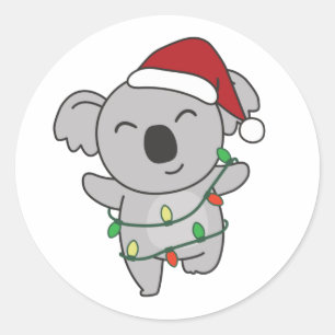 Koala Christmas Winter Animals Koalas Classic Roun Round Sticker