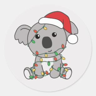 Koala Christmas Winter Animals Koalas Classic Roun Round Sticker